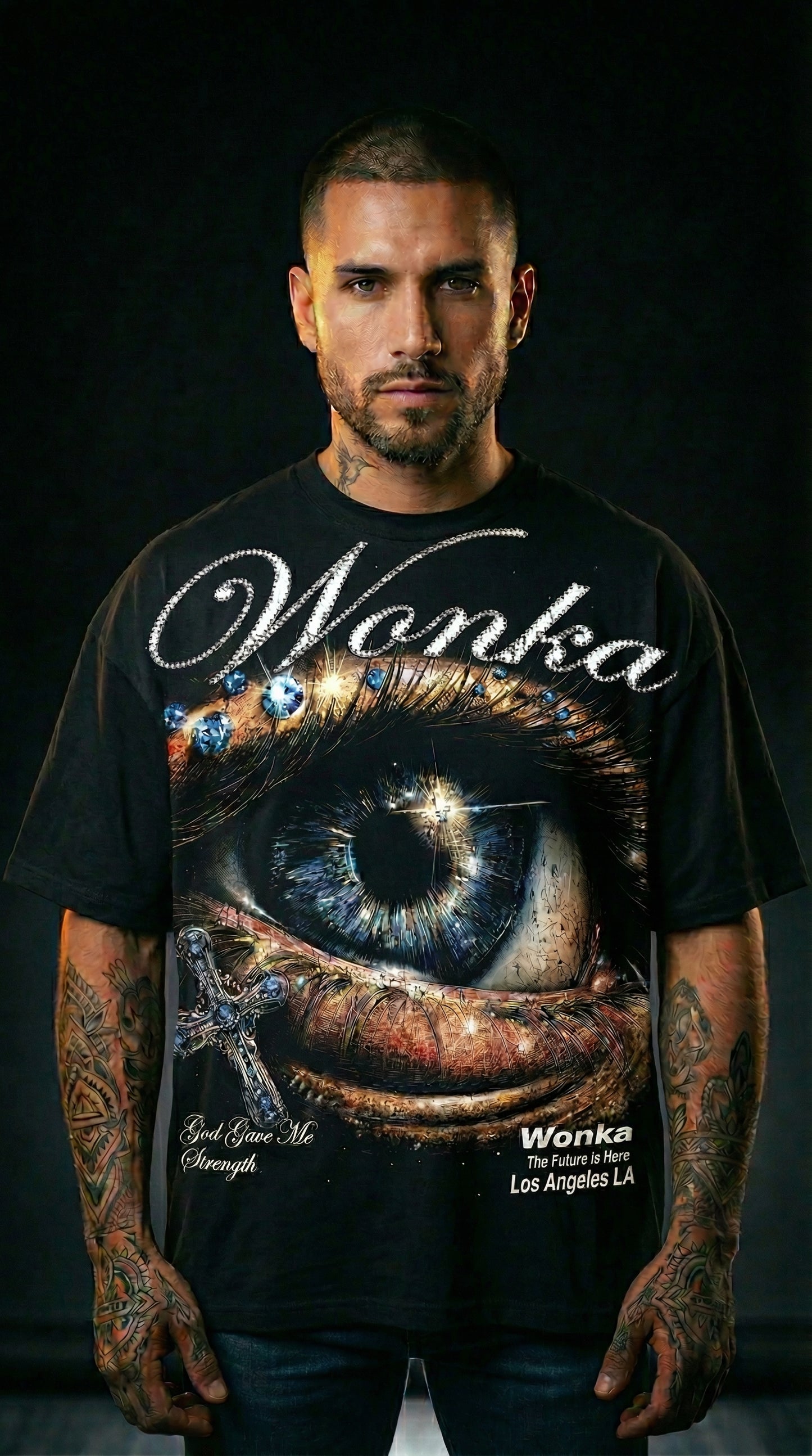 Wonka “Chosen By God” Oversize Tee — Black