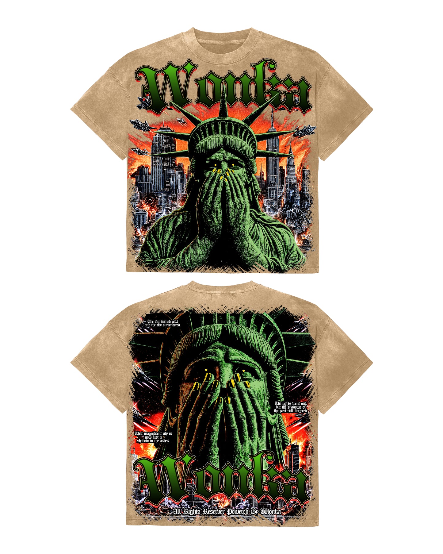 Wonka “Liberty Under Pressure” Oversize Tee — Sand