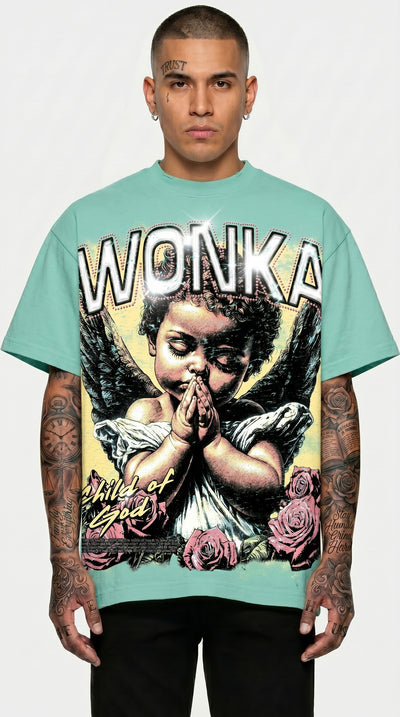 Wonka “Built From Struggles” Oversize Tee — Aqua